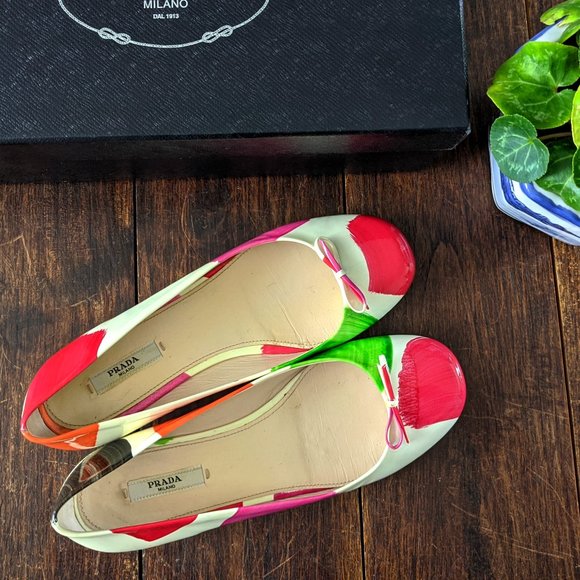 👠 Prada Patent Leather Multicolor Ballet Flats - Picture 6 of 9